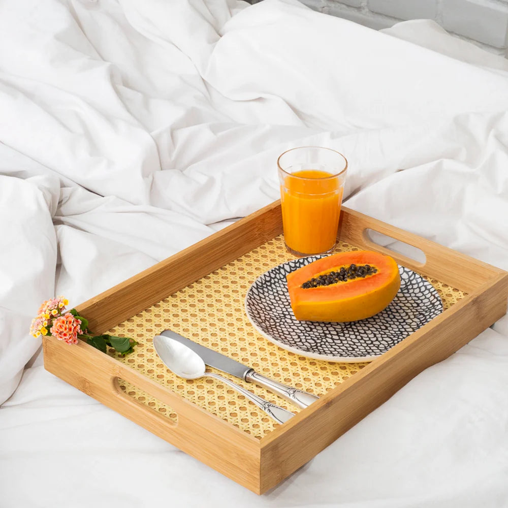 Bandeja Decorativa em Bambu com Palhinha Artesanal