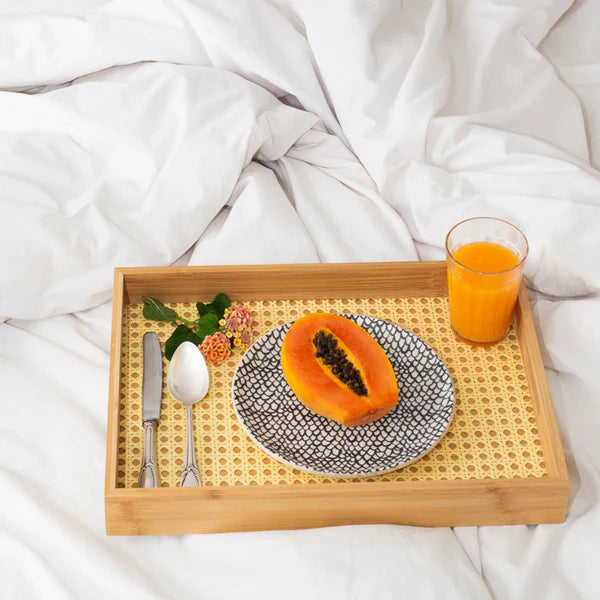 Bandeja Decorativa em Bambu com Palhinha Artesanal