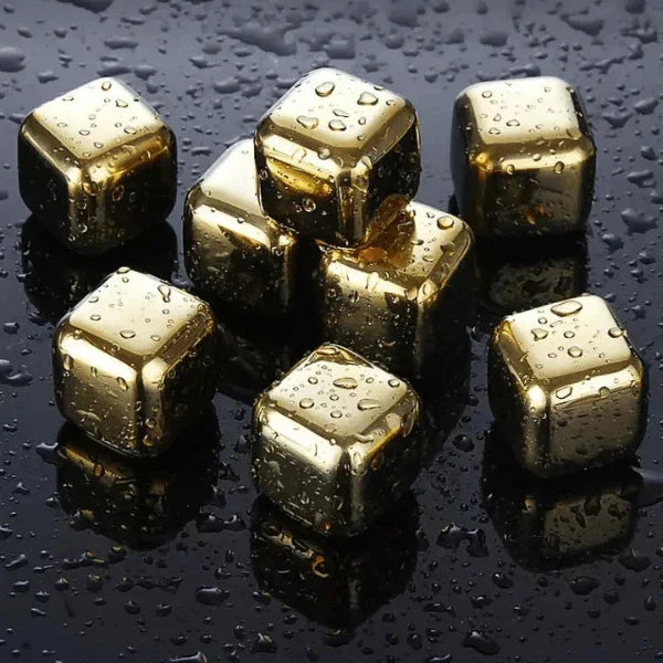 Cubos de Gelo Aço Inox Dourado Carpetino – Conjunto com Pegador Elegante - Carpetino