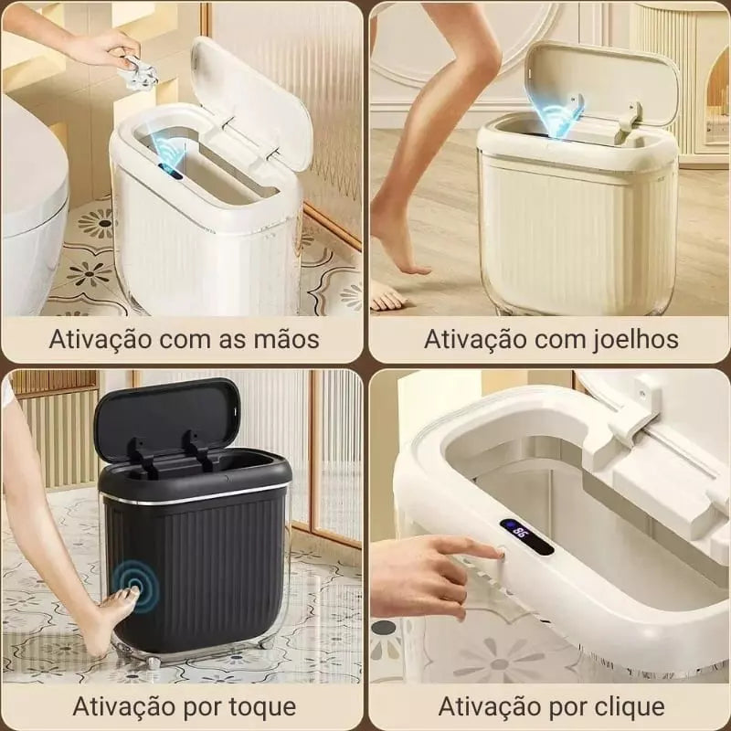 Lixeira para Banheiro e Cozinha Acrílico Automática com Sensor Carpetino