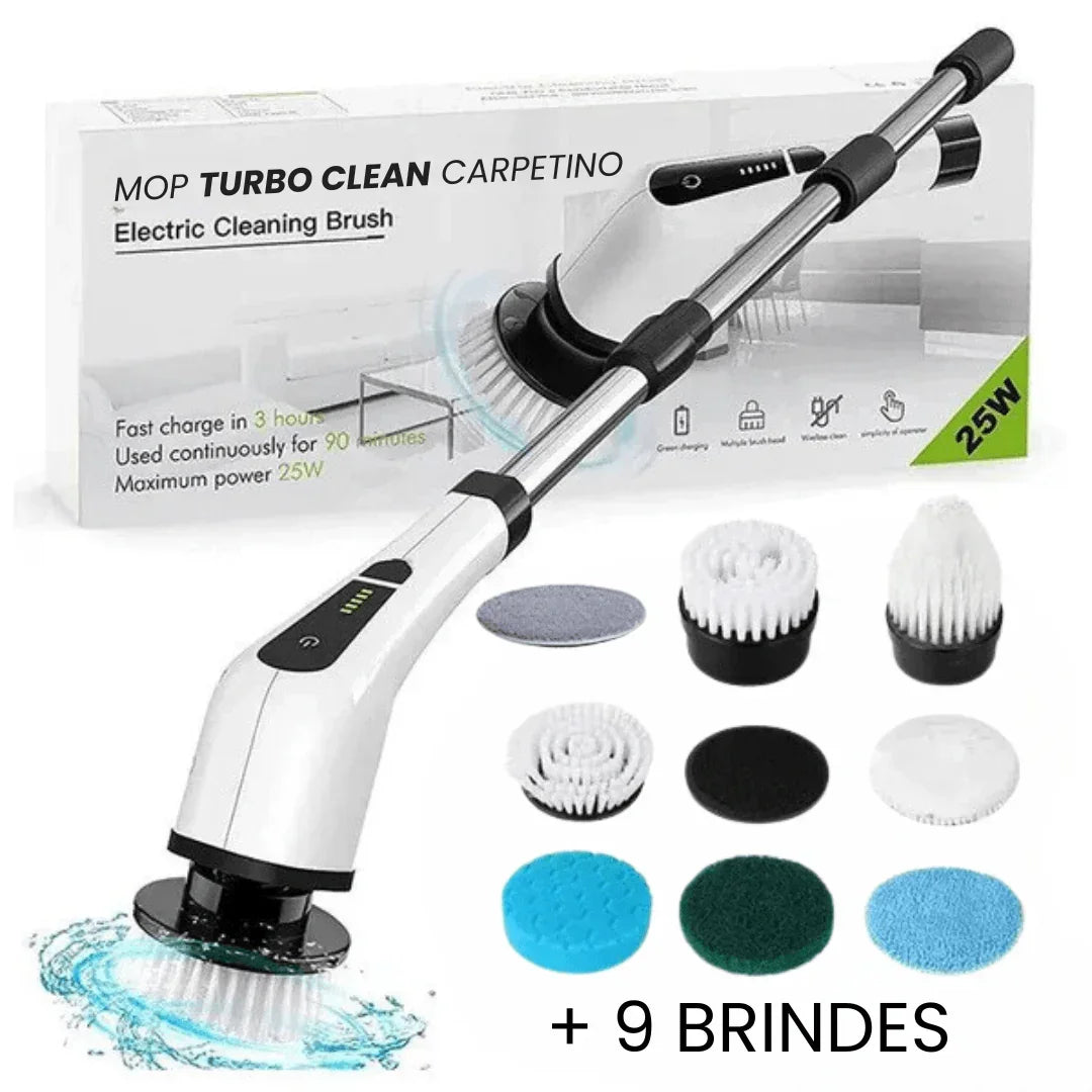 Mop Turbo Clean Carpetino - 9 BRINDES DE LIMPEZAS INCLUSO - Carpetino
