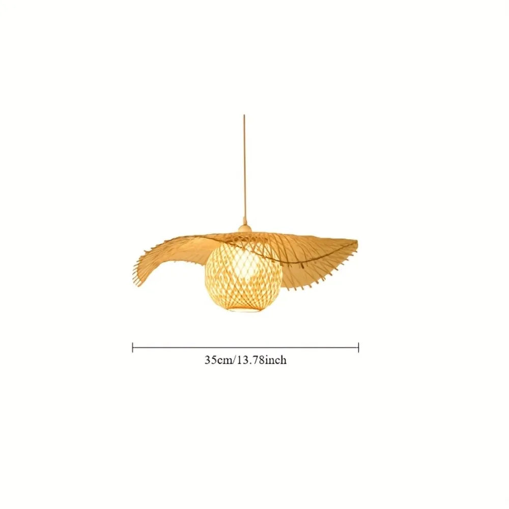 Lustre Pendente Artesanal com Cúpula de Rattan e Bambu