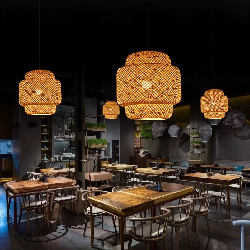 Luminária Pendente de Bambu Artesanal Premium