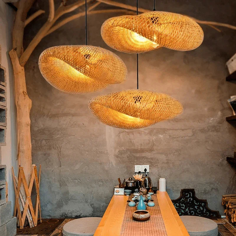 Luminária Pendente de Bambu Artesanal Premium - Carpetino