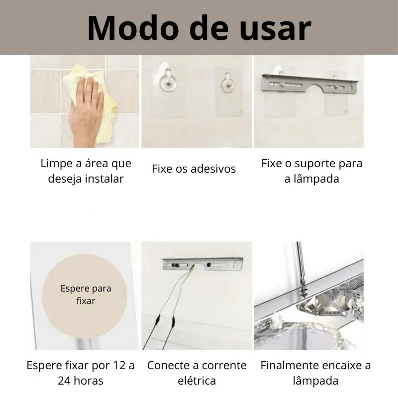 Lâmpada de Parede de Aço Inoxidável com Adesivo de Colagem Carpetino - Carpetino