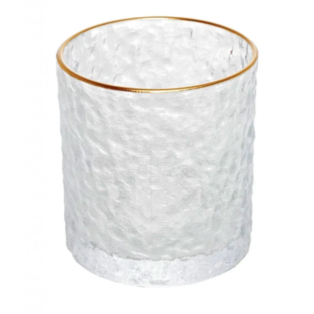 Copo de Whisky de Cristal com Borda Dourada