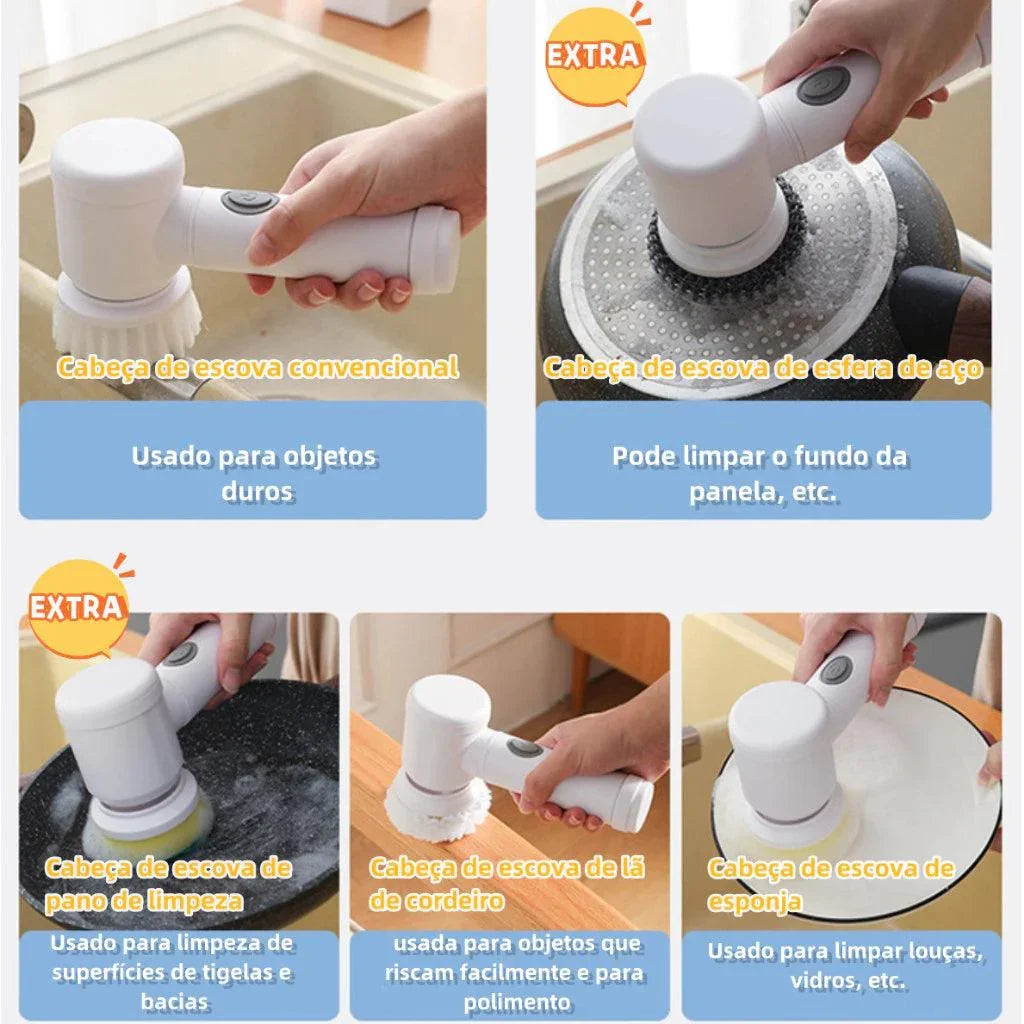 Escova Elétrica de Limpeza 5 em 1 - Carpetino