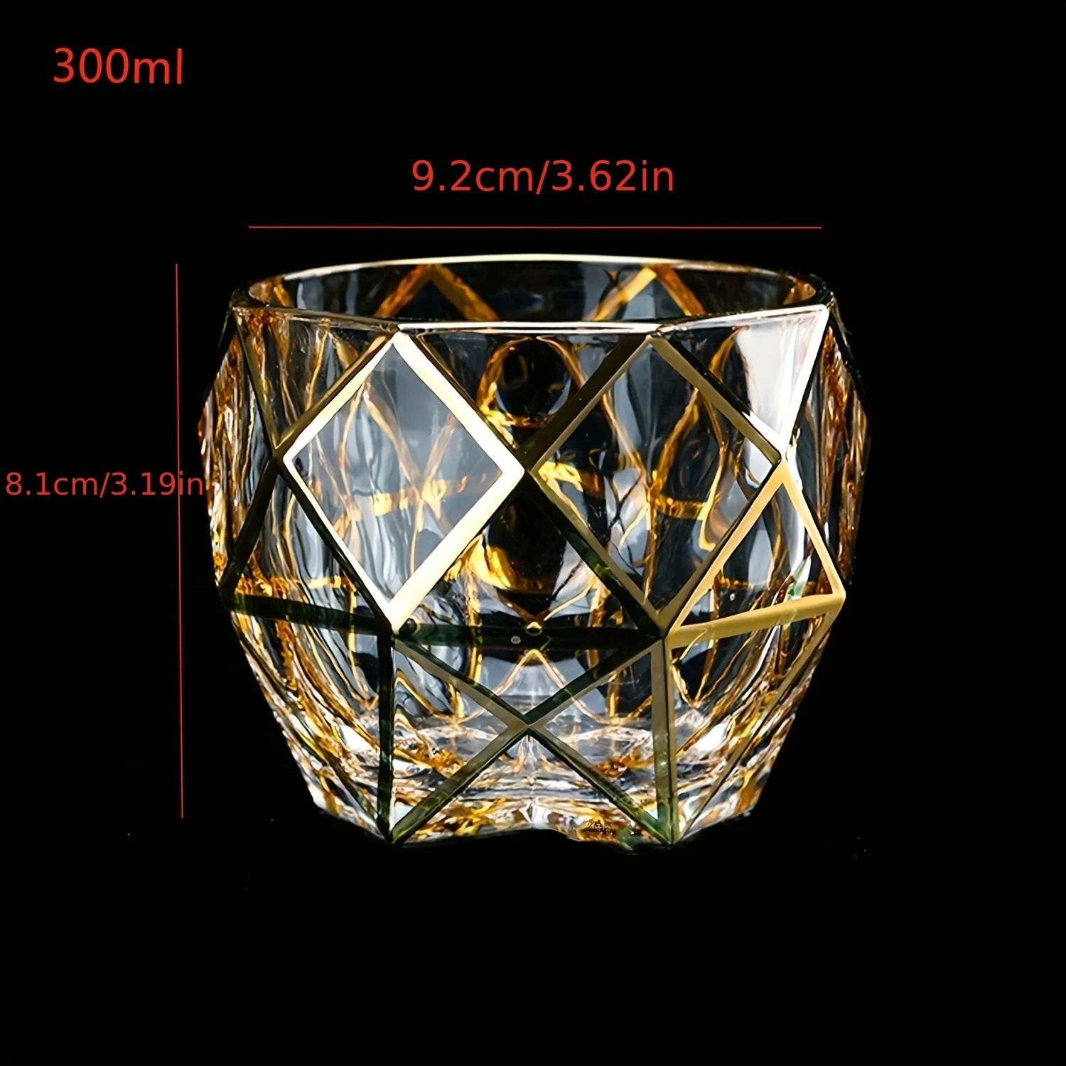 Conjunto de Copos de Whisky Cristal Premium com Fios de Ouro - Design Geométrico e Sofisticado