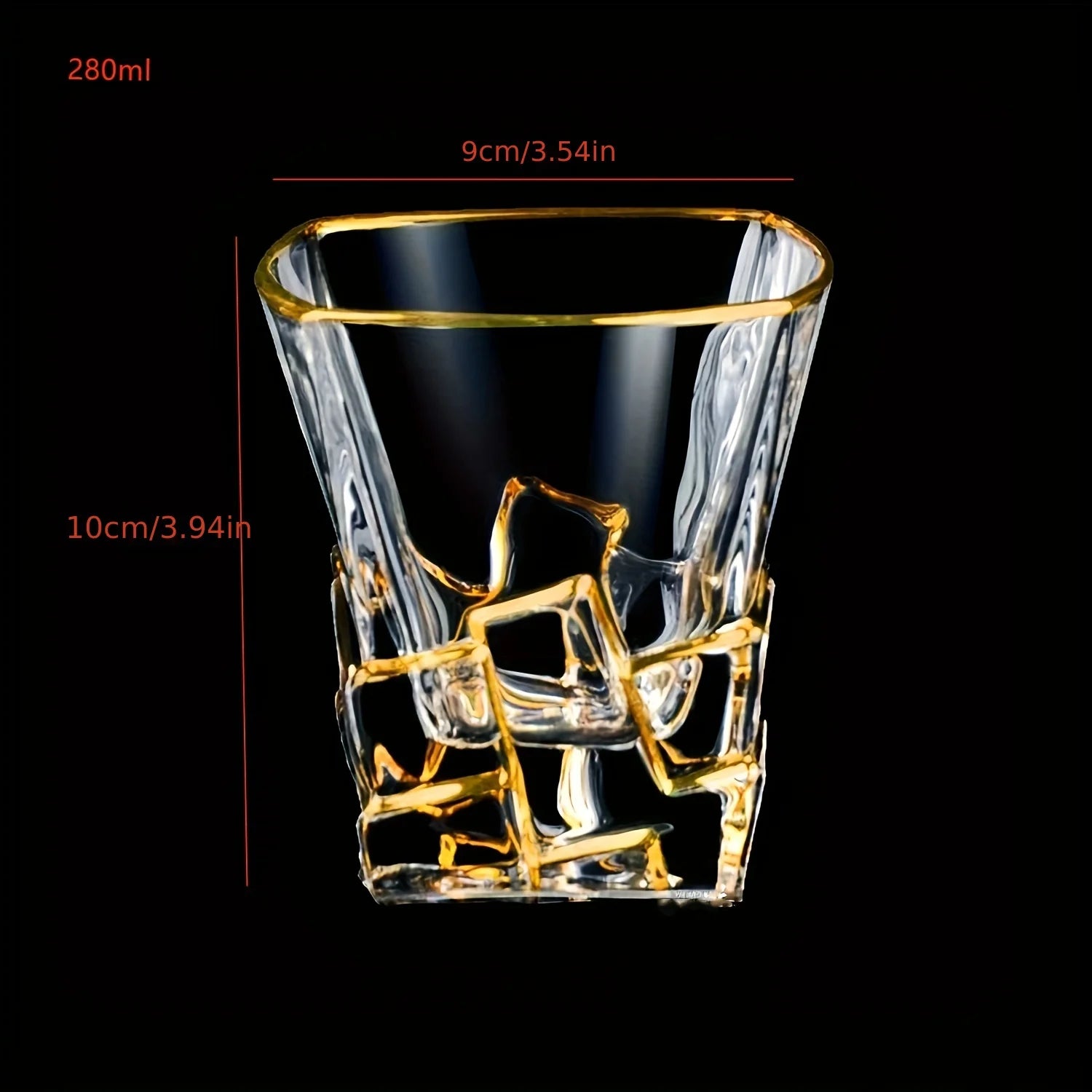 Conjunto de Copos de Whisky Cristal Premium com Fios de Ouro - Design Geométrico e Sofisticado