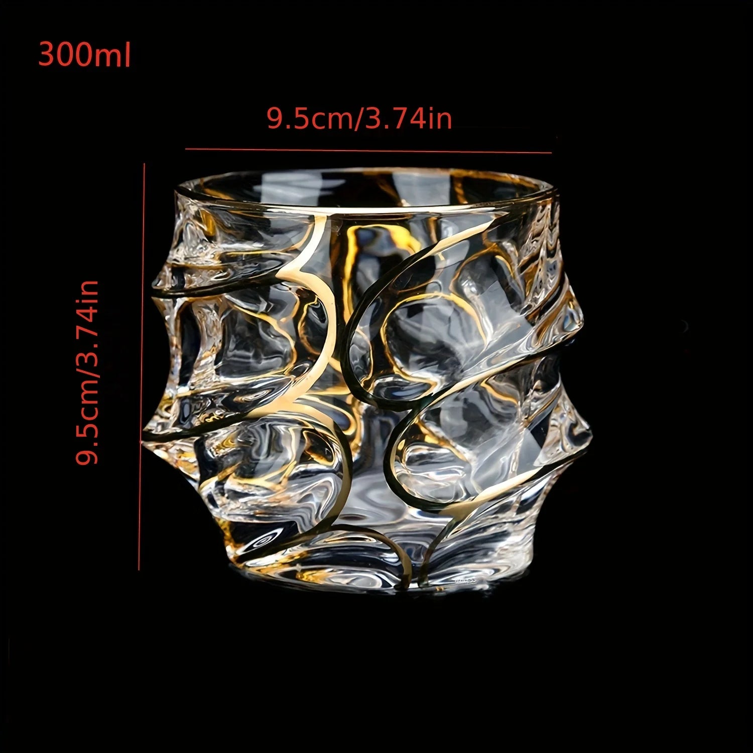 Conjunto de Copos de Whisky Cristal Premium com Fios de Ouro - Design Geométrico e Sofisticado