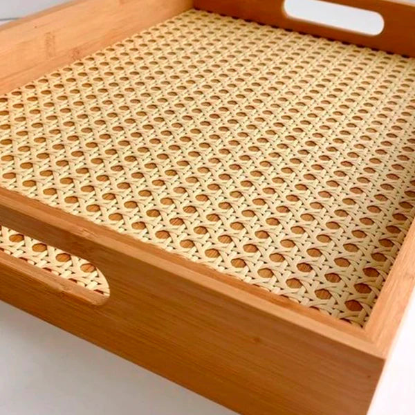 Bandeja Decorativa em Bambu com Palhinha Artesanal