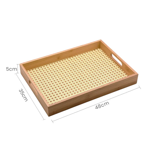 Bandeja Decorativa em Bambu com Palhinha Artesanal