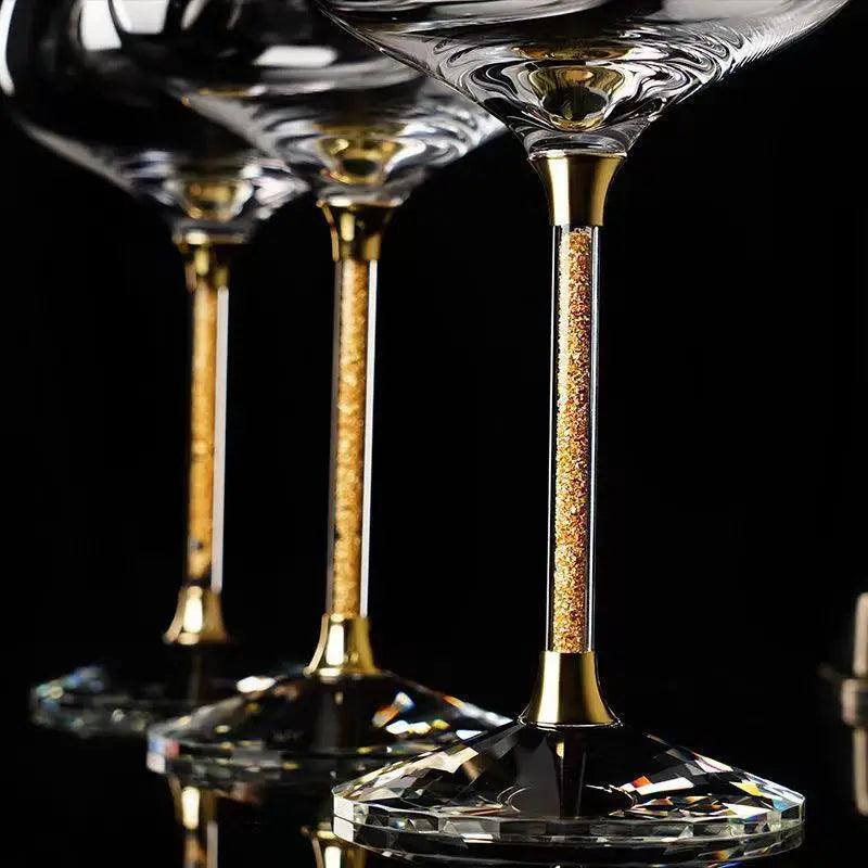 Taça Vidro de Cristal de Folhas de Ouro Premium Carpetino - Carpetino
