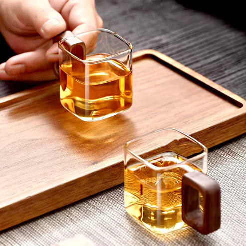 Xícara de Vidro com Cabo Natural 90ml Carpetino